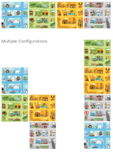 Small World Road Map Indoor/Outdoor Carpet Set of 4, Learning SPACE