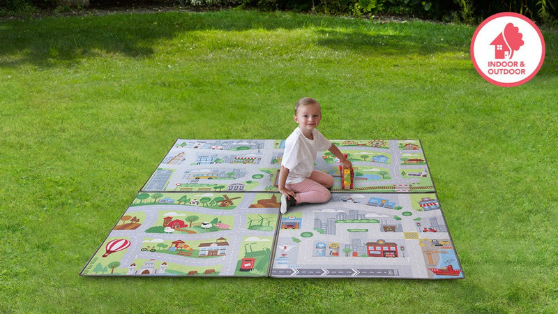 Small World Road Map Indoor/Outdoor Carpet Set of 4, Learning SPACE