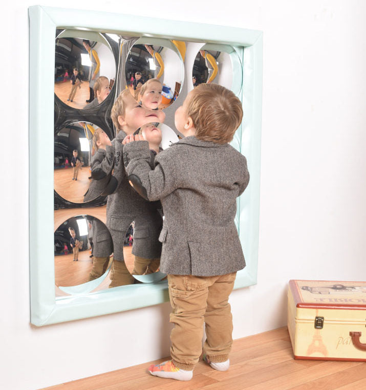 Soft Frame Mirror with 9 Dome Silver Bubbles (840mm), Learning SPACE
