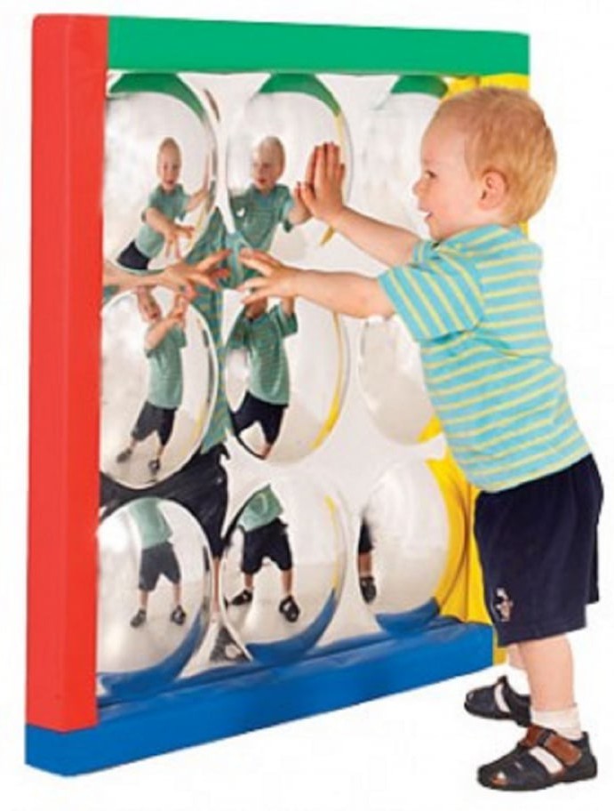 Soft Frame Mirror with 9 Dome Silver Bubbles (840mm), Learning SPACE