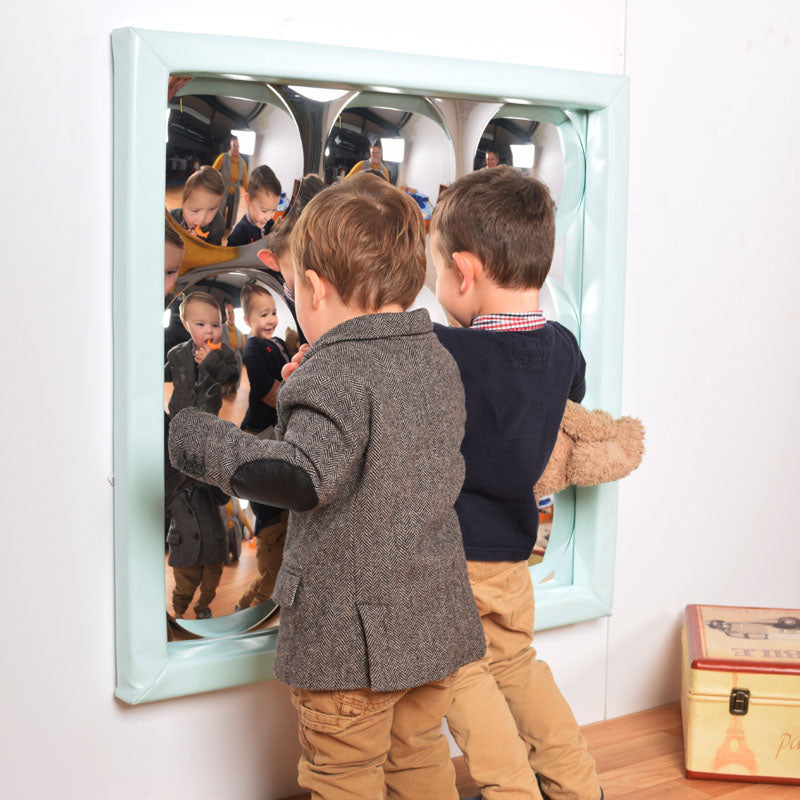 Soft Frame Mirror with 9 Dome Silver Bubbles (840mm), Learning SPACE