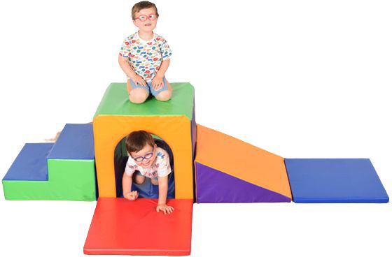 Soft Play Mountain Tunnel and Slide-Baby Sensory Toys, Baby Soft Play and Mirrors, Eco Friendly, Play Mats & Baby Gyms, Playmats & Baby Gyms, Soft Play Sets, Stock-Multi-Coloured-Learning SPACE