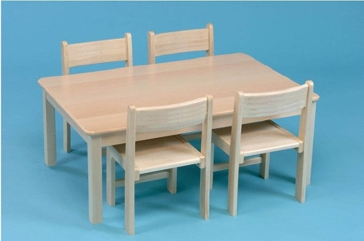 Solid Beech Rectangular Table & 21Cm Beech Stacking Chairs (4 Pack)-Cosy Direct, Rectangular, Table, Table & Chair Set-35875-Learning SPACE