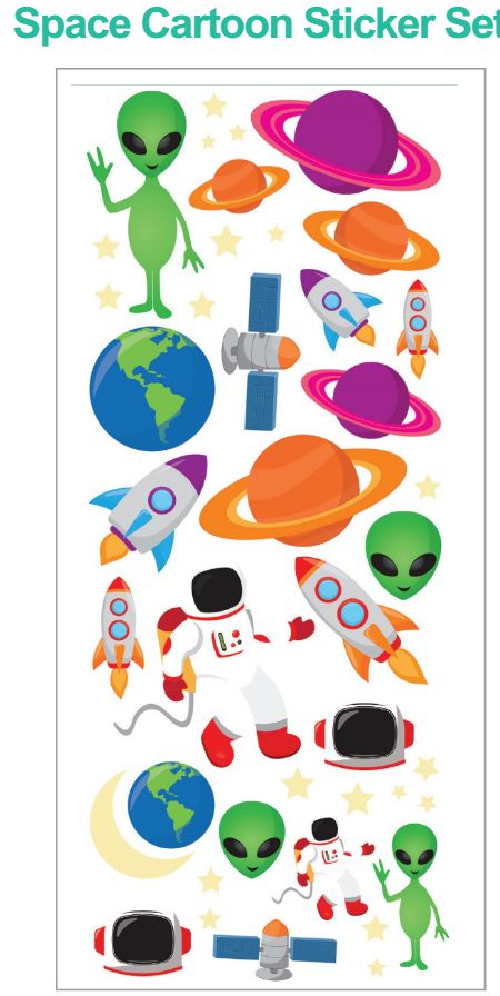Space Cartoons Sticker Set, Learning SPACE