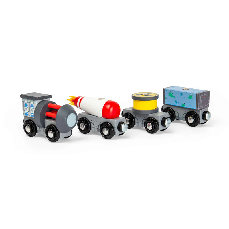Space Train Kids Wooden Railway Engine & Carriages, Learning SPACE