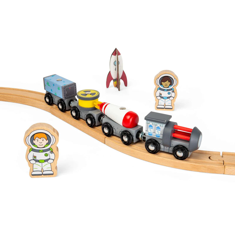 Space Train Kids Wooden Railway Engine & Carriages, Learning SPACE