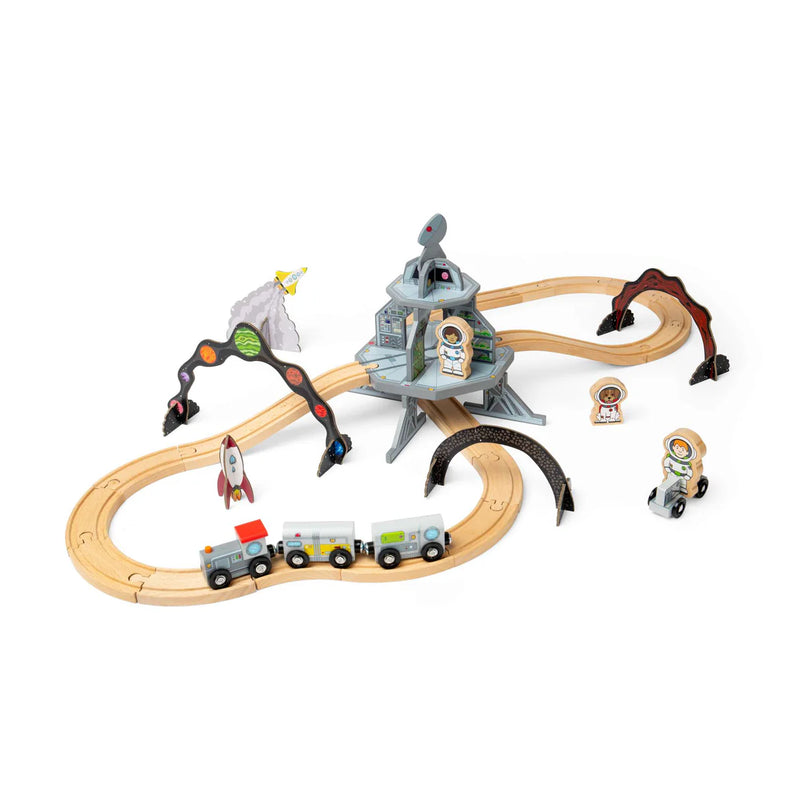 Space Train Set Wooden Toy Railway, Learning SPACE