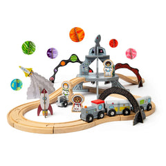 Space Train Set Wooden Toy Railway, Learning SPACE