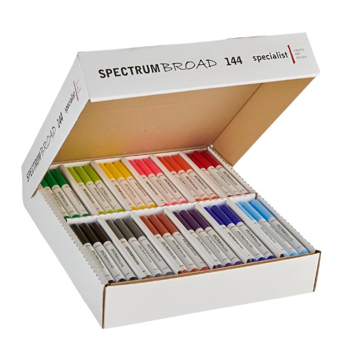 Spectrum Broad Colouring Pens – 144-Piece Classroom Set, Learning SPACE