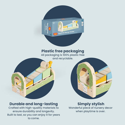 Squirrel Ramp Sorter – Sort, Slide & Squeak with Woodland Fun!-Baby Wooden Toys,Bigjigs Toys,Games & Toys,SCOTEXCEL,Stacking Toys & Sorting Toys,Wooden Toys-Learning SPACE