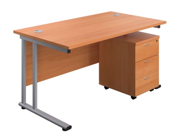 Straight Cantilever Desk, Beech White No Learning SPACE