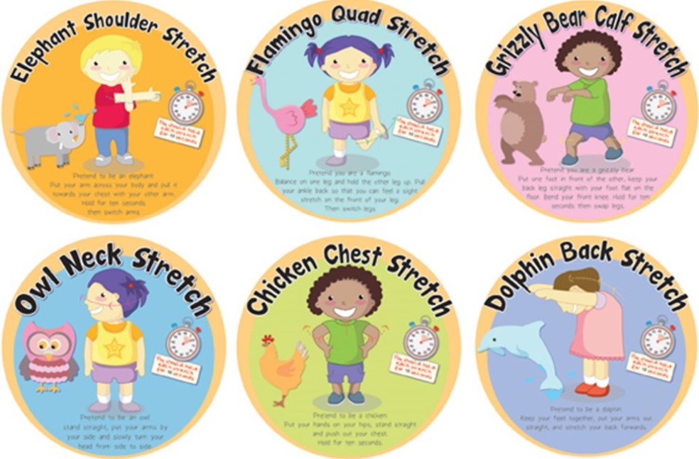 Stretches Set of 6 Outdoor Sign-Additional Need,Calmer Classrooms,Classroom Displays,Forest School & Outdoor Garden Equipment,Helps With,Inspirational Playgrounds,Playground Wall Art & Signs,PSHE,Social Emotional Learning,Stock-Learning SPACE