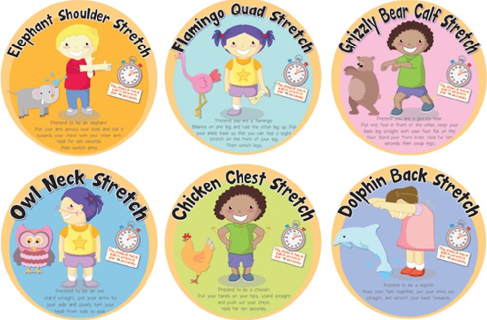 Stretches Set of 6 Outdoor Sign, Learning SPACE
