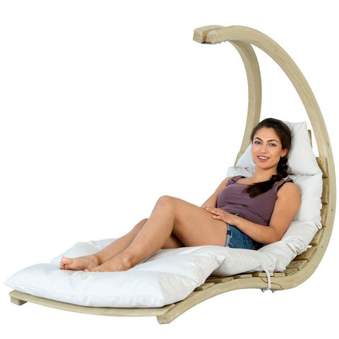 Swing Lounger - Creme-Swing Lounger-Amazonas,Cream,Dropship,Globo Furniture,Globo Swing Chair,Grey,Hanging Chair,Indoor,Single,Weatherproof,White-Learning SPACE