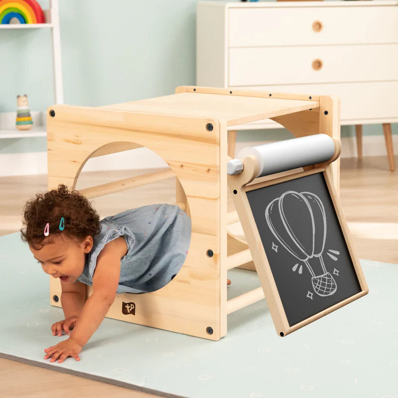 TP Active-Tots Wooden Climbing Cube With Easel Accessory (UK Mainland Only), Learning SPACE