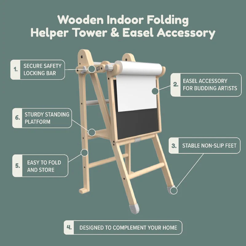 TP Active-Tots Wooden Helper Tower With Easel Accessory (UK Mainland Only), Learning SPACE