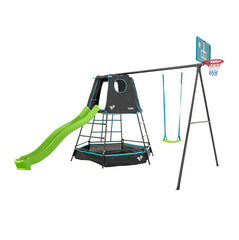 TP Explorer Metal Climbing Frame Set & Ripple Slide, Swing and Basketball Black Edition-Outdoor Climbing Frames, Outdoor Slides, Outdoor Swings, Sensory Climbing Equipment, Teen & Adult Swings, TP Toys-Learning SPACE