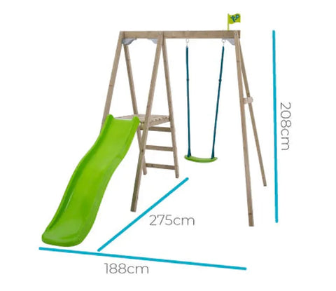 TP Forest Multiplay Single Wooden Swing Set & Slide (UK Mainland Only)-Dropship,Outdoor Slides,Outdoor Swings,swing,TP Toys-Learning SPACE