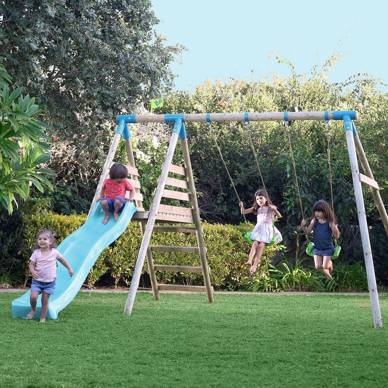 TP Knightswood Double Wooden Swing & Slide Set (UK Mainland Only), Learning SPACE