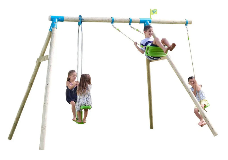 TP Knightswood Triple Wooden Swing Set With Glider And Button Seat (UK Mainland Only), Learning SPACE