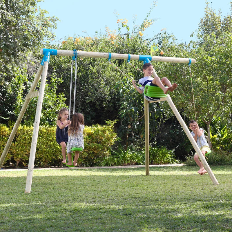 TP Knightswood Triple Wooden Swing Set With Glider And Button Seat (UK Mainland Only), Learning SPACE
