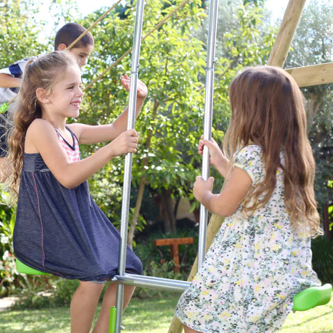 TP Knightswood Triple Wooden Swing Set With Glider And Button Seat (UK Mainland Only), Learning SPACE