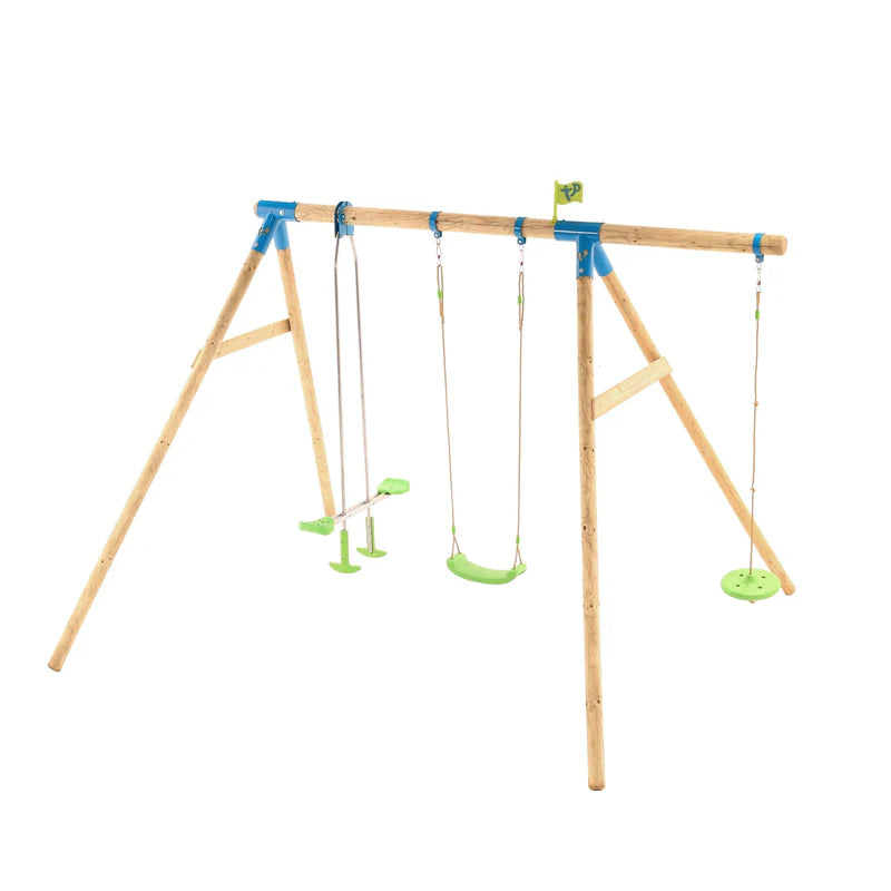 TP Knightswood Triple Wooden Swing Set With Glider And Button Seat (UK Mainland Only), Learning SPACE