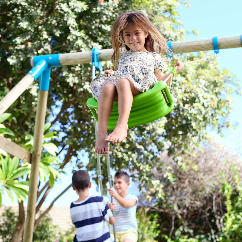 TP Knightswood Triple Wooden Swing Set With Glider And Button Seat (UK Mainland Only), Learning SPACE