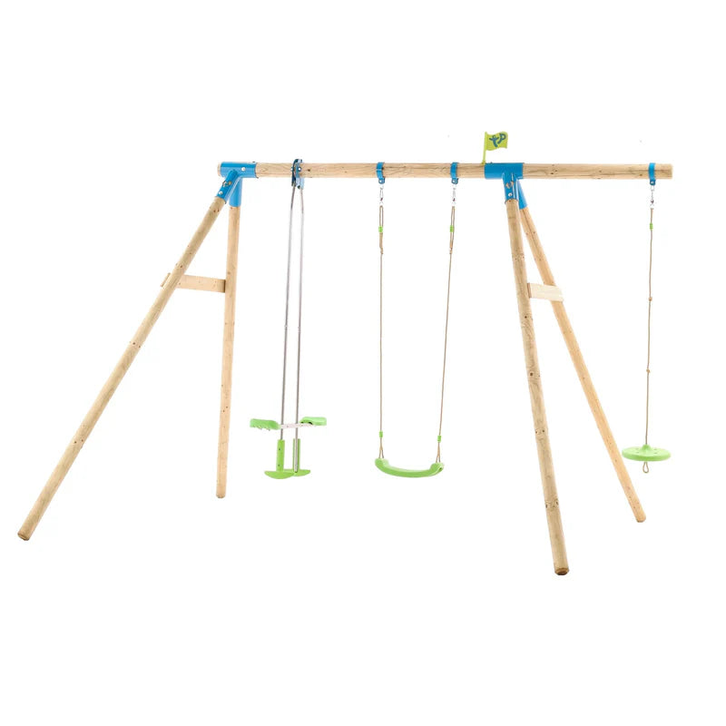TP Knightswood Triple Wooden Swing Set With Glider And Button Seat (UK Mainland Only), Learning SPACE