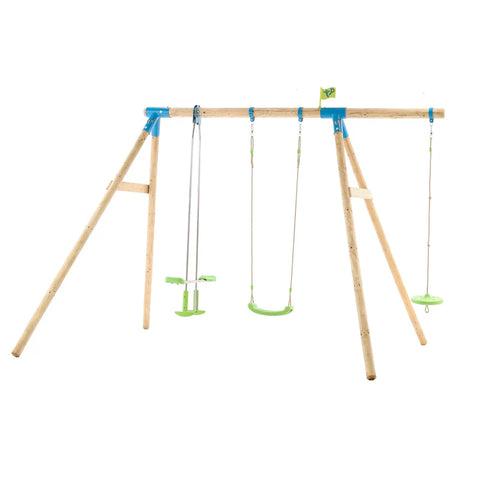 TP Knightswood Triple Wooden Swing Set With Glider And Button Seat (UK Mainland Only), Learning SPACE