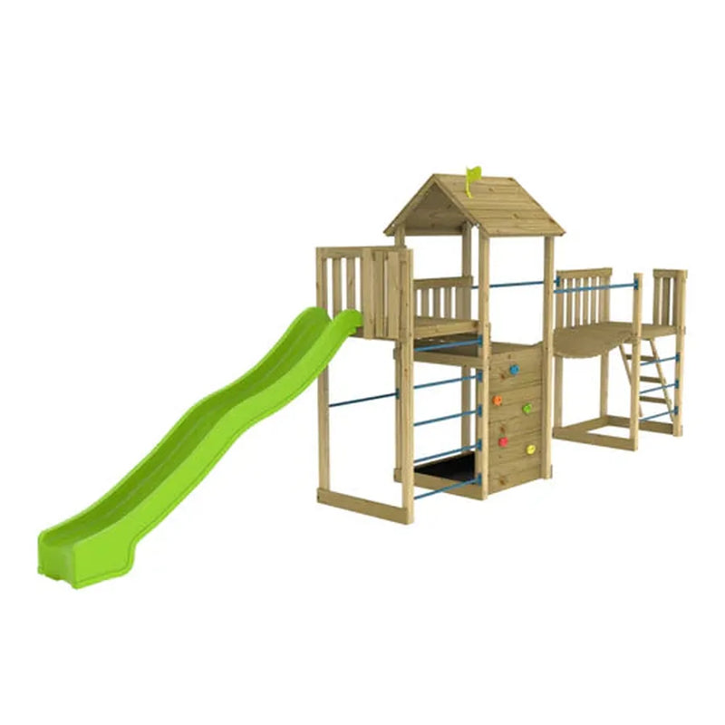 TP Skywood Wooden Climbing Frame (UK Mainland Only), Sky Deck & Mini Tower & Sky Bridge & Superwavy Slide Learning SPACE
