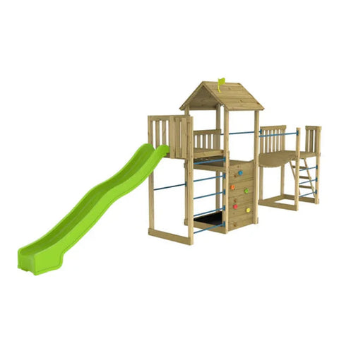 TP Skywood Wooden Climbing Frame (UK Mainland Only), Sky Deck & Mini Tower & Sky Bridge & Superwavy Slide Learning SPACE