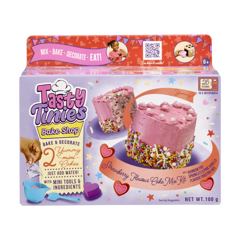Tasty Tinies Bake Shop Baking Cake Mix Kits-Tasty Tinies,Vivid Goliath-Strawberry Cake with Pink Frosting-932480-Learning SPACE