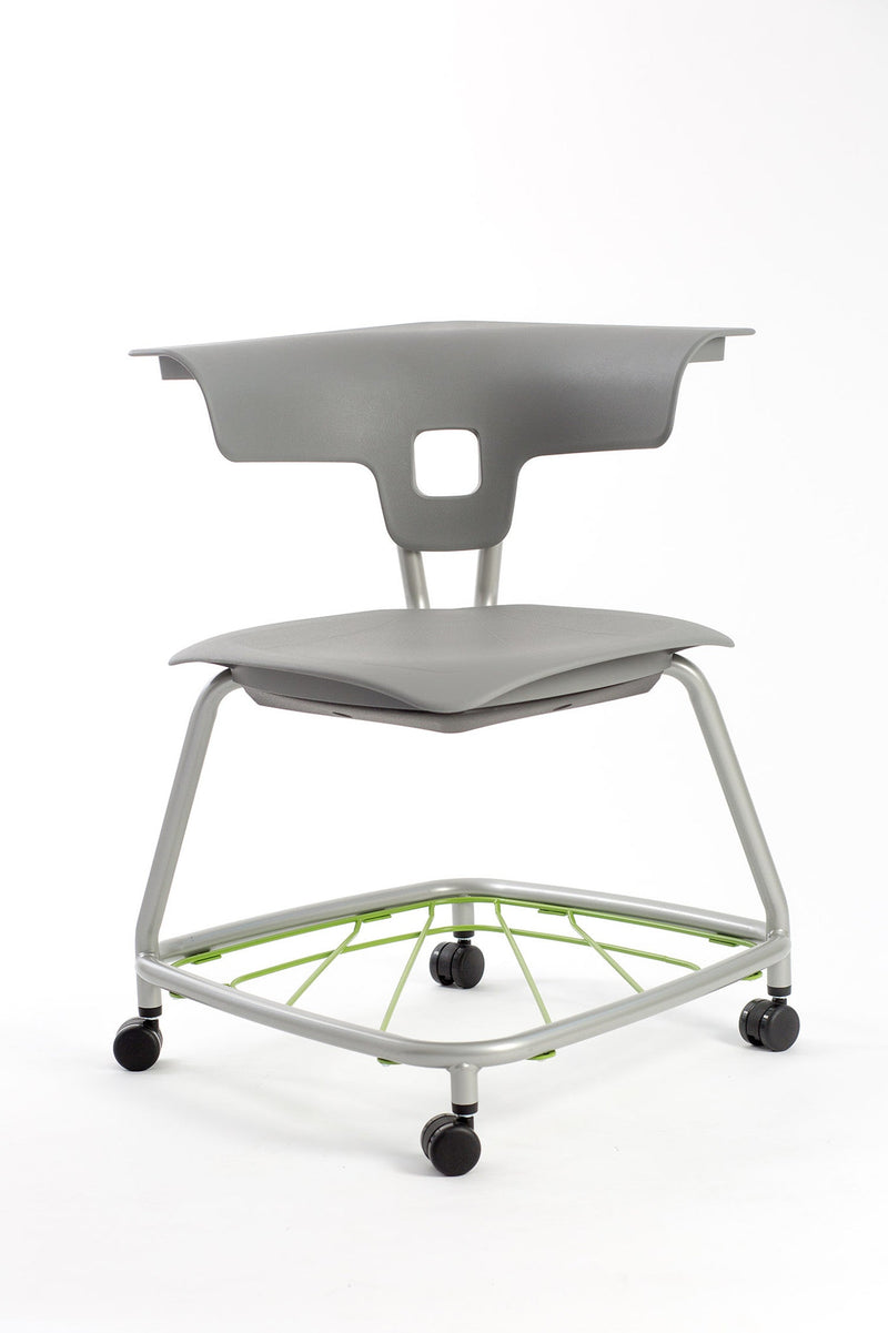 Teenager+ Ruckus Stack Chair With Storage Rack, Warm Grey Chrome Learning SPACE