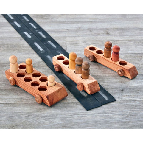 Ten Frame & Five Frame People Vehicles (3Pk)-Cars & Transport, Cosy Direct, Imaginative Play, Small Foot Wooden Toys, Small World, Wooden Toys-Learning SPACE