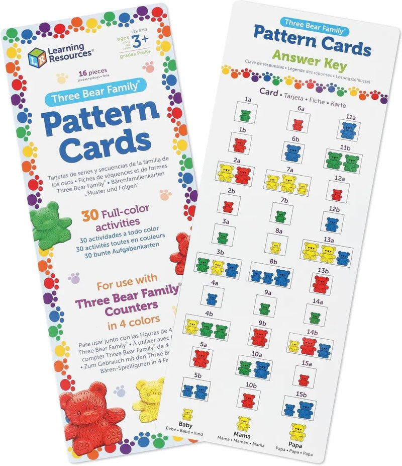 Three Bear Family Pattern Cards, Learning SPACE