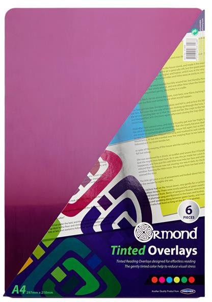 Tinted Overlays - A4 - For help with Dyslexia (Pack of 6), Learning SPACE