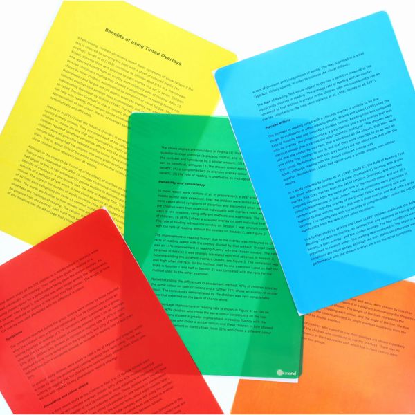 Tinted Overlays - A4 - For help with Dyslexia (Pack of 6), Learning SPACE