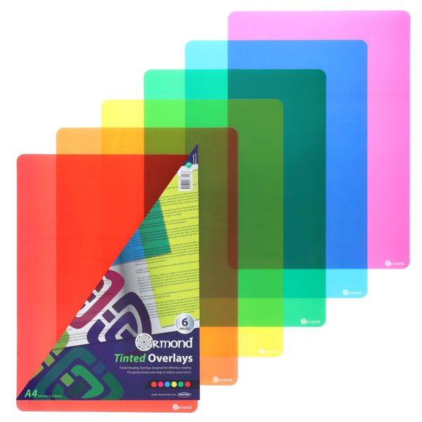 Tinted Overlays - A4 - For help with Dyslexia (Pack of 6), Learning SPACE