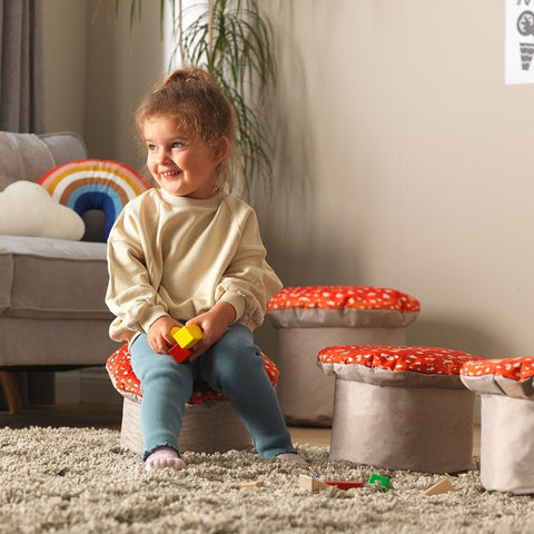 Toadstools Seats (4 Pack)-Bean Bags & Cushions,Cushions,Dropship,Eden Learning Spaces,Nature,Nature Learning Environment,Nature Sensory Room,Sensory Room Furniture,Wellbeing Furniture-Learning SPACE