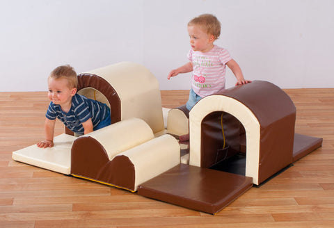 Toddler Tunnels And Bumps Set-AllSensory,Baby Sensory Toys,Baby Soft Play and Mirrors,Down Syndrome,Dropship,Matrix Group,Nurture Room,Playmats & Baby Gyms,Soft Play Sets-Brown/Cream-LSN1043-NA-Learning SPACE