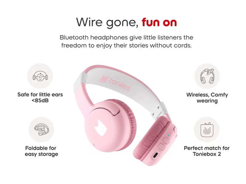 Toniebox 2 Bluetooth Headphones - Cloud Pink, Learning SPACE
