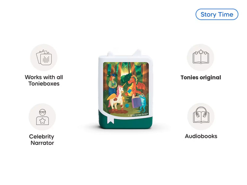 Enchanted Bedtime Stories features graphic highlighting the narrator, original stories and compatibility with all Tonieboxes