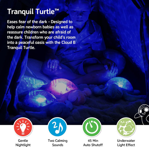 Tranquil Turtle® - Aqua Battery Operated-Night Light, Projector, Sensory Light Up Toys, Sensory Projectors, Sleep Issues-7423-AQ-Learning SPACE