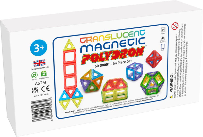 Translucent Magnetic Polydron 64 Piece Set, Learning SPACE