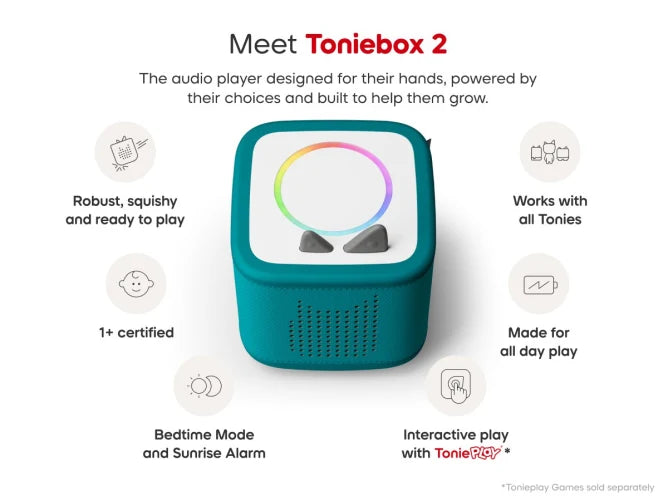 Tropical Teal Toniebox 2 – Screen-Free Audio Player, Learning SPACE