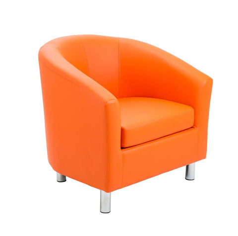 Tub Armchair with Metal Feet-Dropship,Full Size Seating,Furniture,Seating,Sensory Room Furniture,Sofa,Wellbeing Furniture-Orange PU-OF2201ORML-Learning SPACE