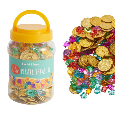 Tub of Pirate Treasure, 150 Gold Coins & 150 Gems-Dinosaurs. Castles & Pirates,Dress Up Costumes & Masks,Featured,Halloween,Imaginative Play,Money,Role Play-Learning SPACE