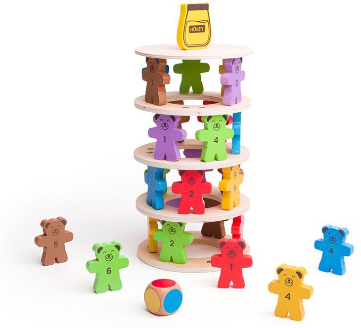 Tumbling Teddies - Wooden Bear Stacking Game, Learning SPACE