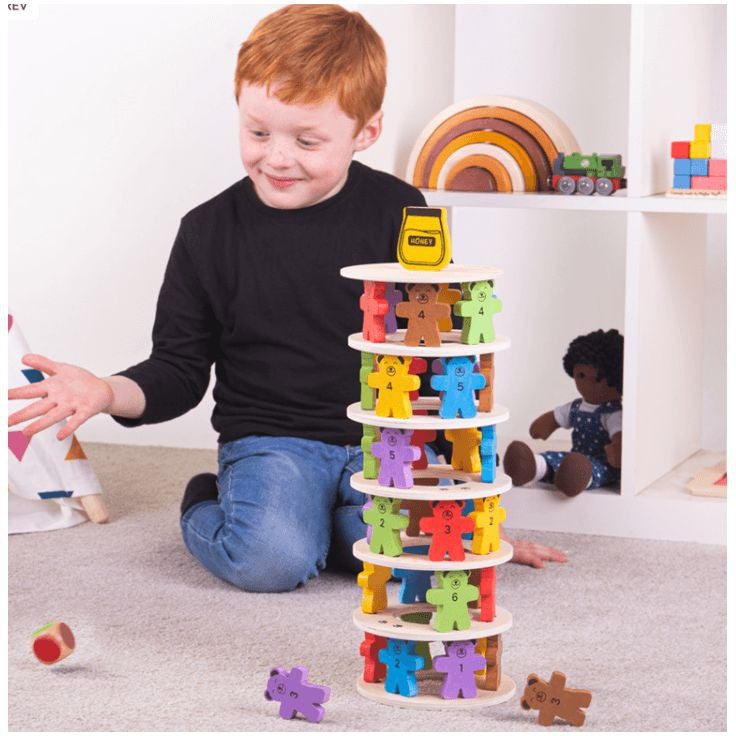 Tumbling Teddies - Wooden Bear Stacking Game, Learning SPACE